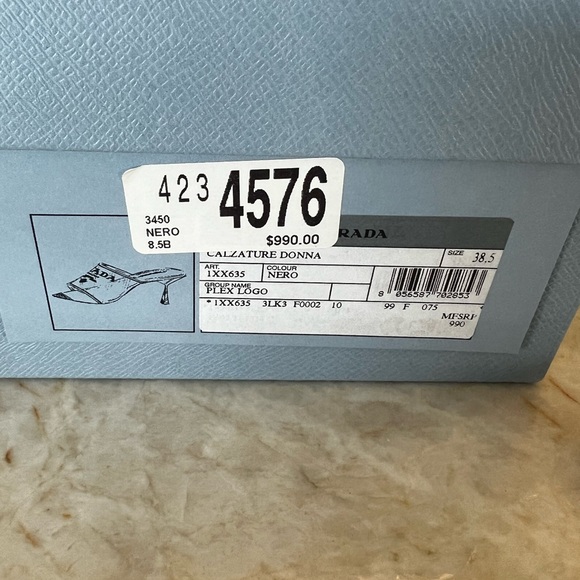 Prada Authentic Women's Logo Heeled Sandals PVC with Leather - Picture 9 of 9